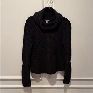 Halogen Charcoal Grey Chunky Knit Turtleneck Sweater Size L Cotton Acrylic Blend